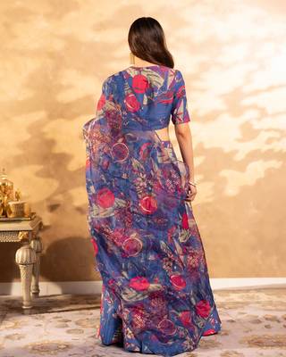Floral Printed Layered Lehenga Set with Crop Top & Dupatta 2