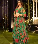 Floral Printed Flared Lehenga Set with Crop Top & Matching Shrug