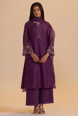 Purple festive kurta set 1