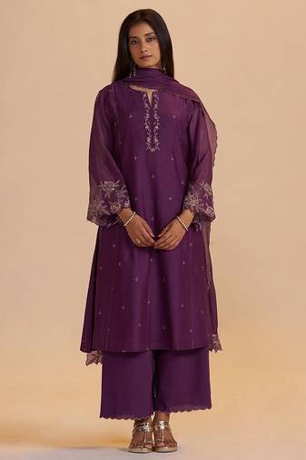 Purple festive kurta set