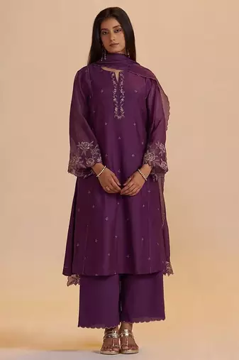 Purple festive kurta set