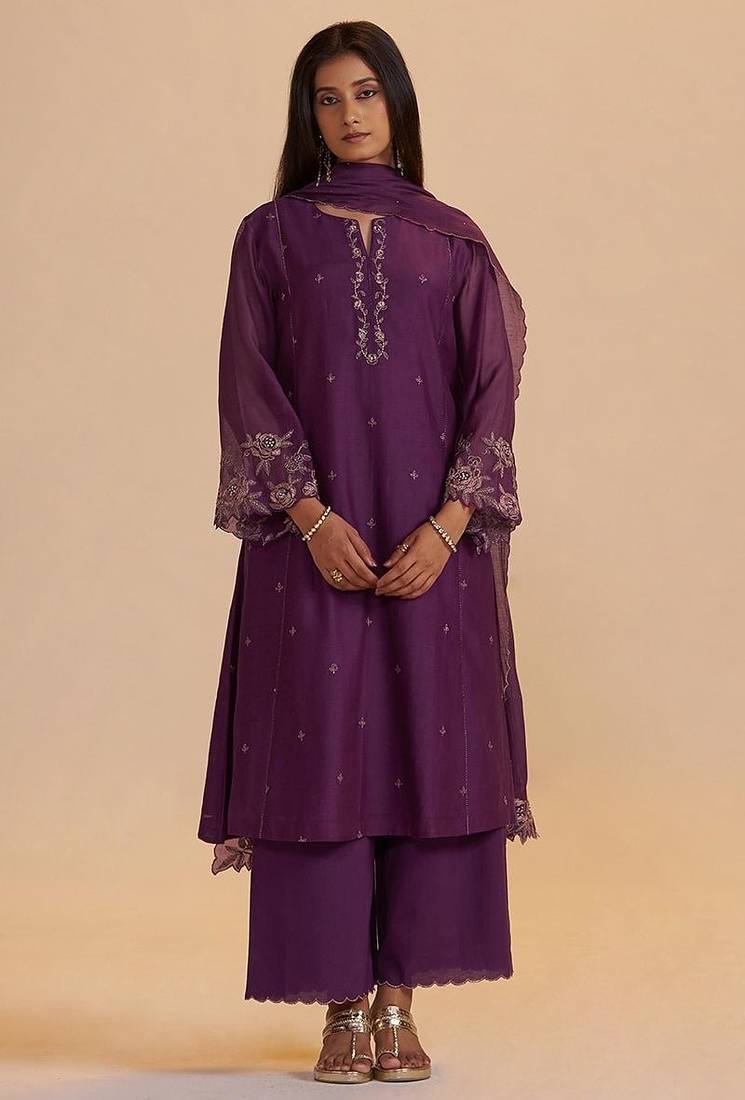 Purple festive kurta set