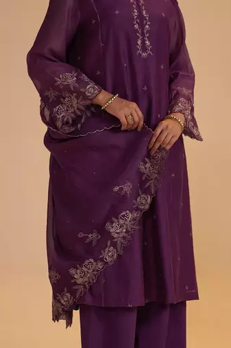 Purple festive kurta set