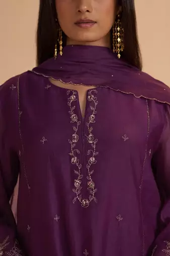Purple festive kurta set