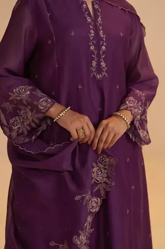 Purple festive kurta set