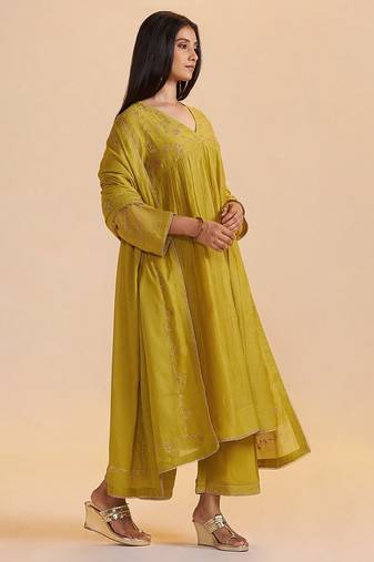 Lemon curry festive kurta set