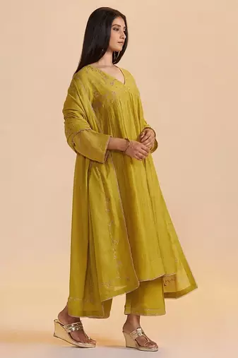 Lemon curry festive kurta set