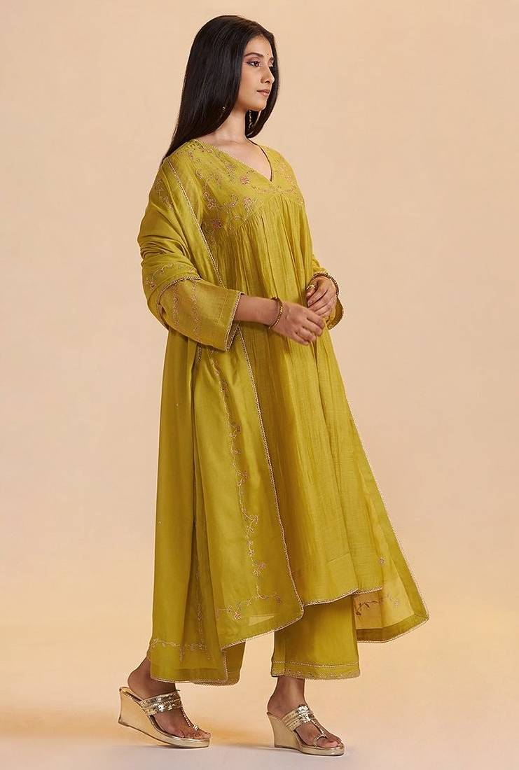 Lemon curry festive kurta set