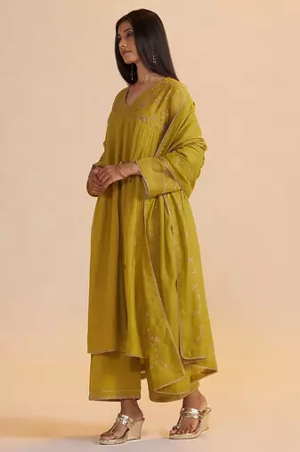 Lemon curry festive kurta set