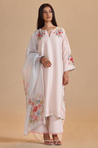 Sea salt and powder blue festive kurta set