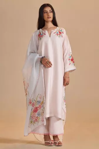 Sea salt and powder blue festive kurta set
