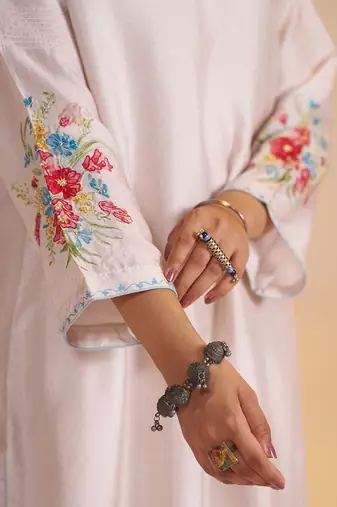 Sea salt and powder blue festive kurta set