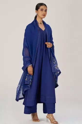 Royal blue festive kurta set