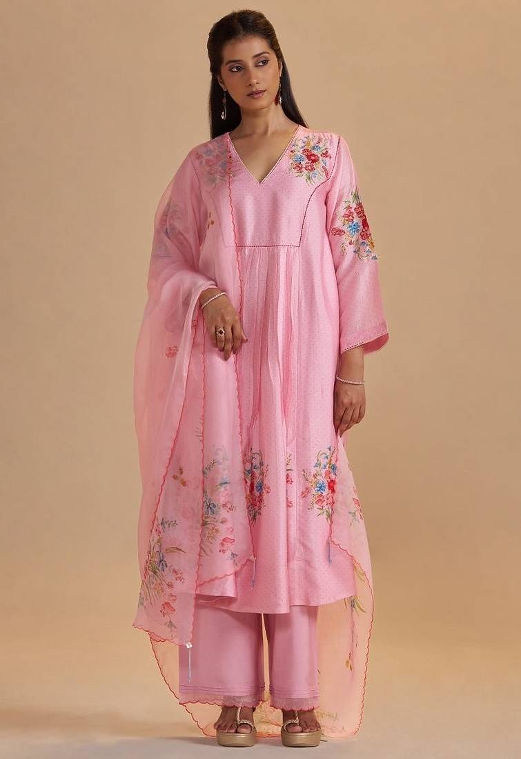 Coral blush festive kurta set