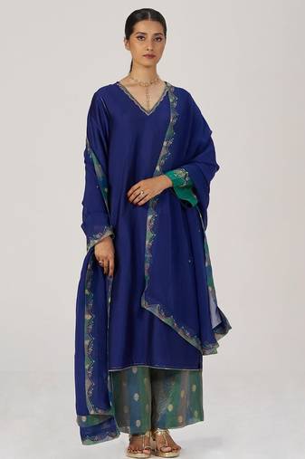 Space blue festive kurta set