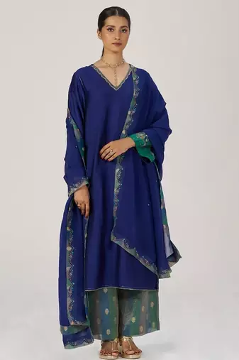 Space blue festive kurta set