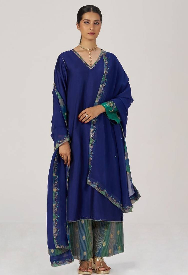 Space blue festive kurta set