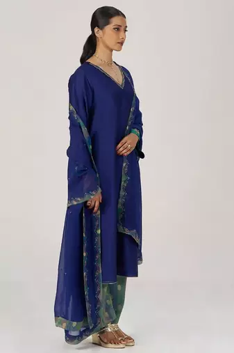 Space blue festive kurta set