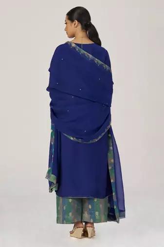 Space blue festive kurta set