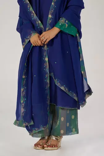 Space blue festive kurta set