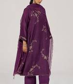 Deep plum silk festive kurta set