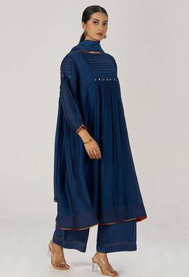 Blue opal silk festive kurta set 2
