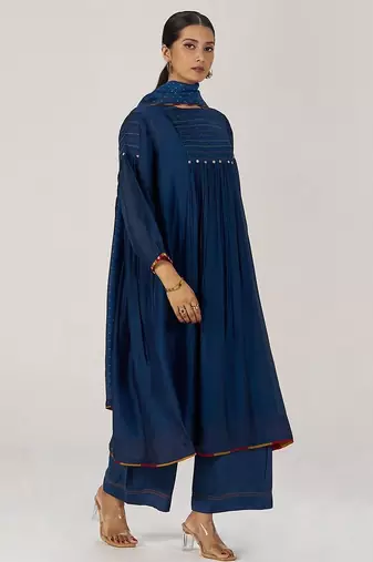 Blue opal silk festive kurta set