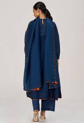 Blue opal silk festive kurta set 3