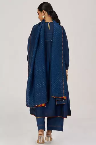 Blue opal silk festive kurta set