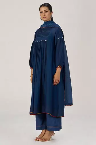 Blue opal silk festive kurta set