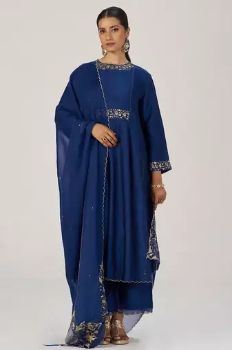 Deep sapphire blue festive kurta set