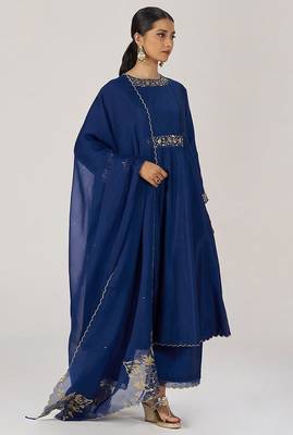 Deep sapphire blue festive kurta set 2