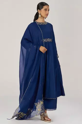 Deep sapphire blue festive kurta set