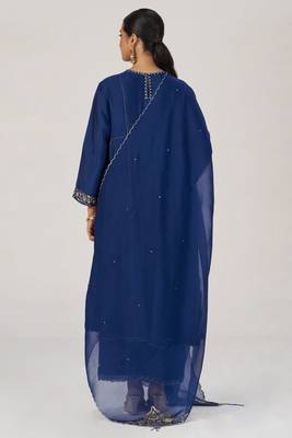 Deep sapphire blue festive kurta set 3