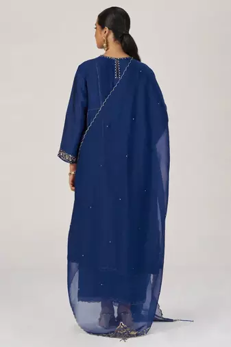 Deep sapphire blue festive kurta set