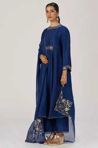 Deep sapphire blue festive kurta set