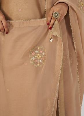 Toasted almond raw silk festive kurta set 5