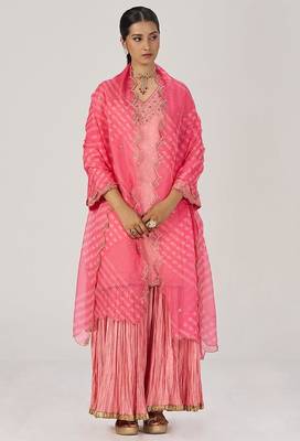 Peach blossom festive bandhani print sharara set 1