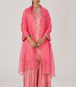 Peach blossom festive bandhani print sharara set