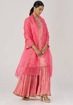 Peach blossom festive bandhani print sharara set 2