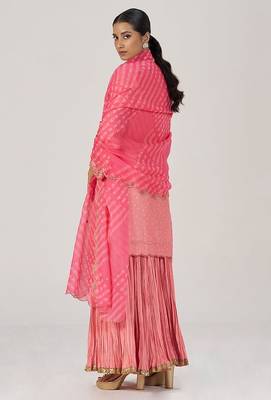Peach blossom festive bandhani print sharara set 3