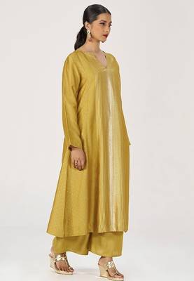 Honey gold festive raw silk co-ord set 1