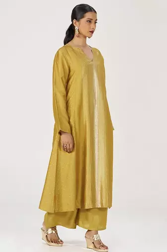 Honey gold festive raw silk co-ord set