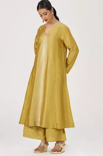 Honey gold festive raw silk co-ord set