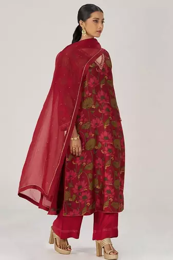 Scarlet sage festive printed kurta set