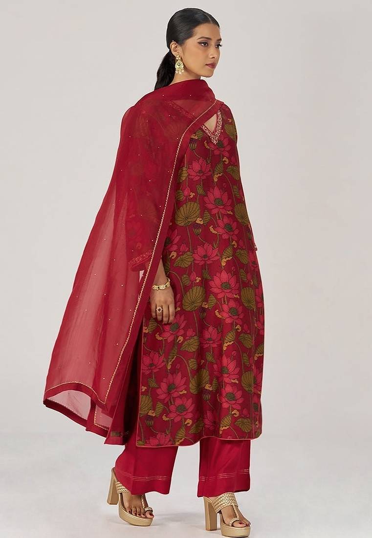 Scarlet sage festive printed kurta set
