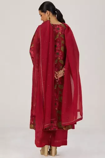 Scarlet sage festive printed kurta set