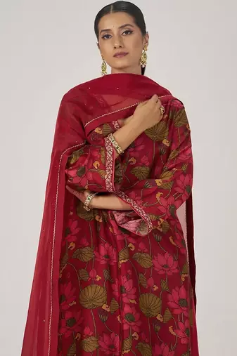 Scarlet sage festive printed kurta set
