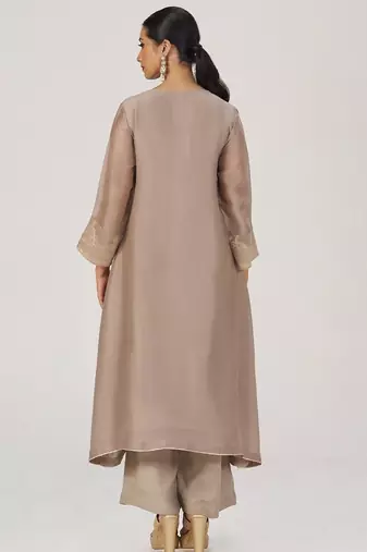 Greige silk festive co-ord set