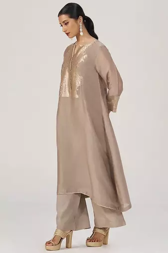 Greige silk festive co-ord set